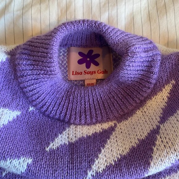 Lisa Says Gah Emma Sweater in Purple Warp Check - Picture 5 of 6